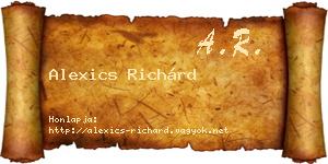 Alexics Richárd névjegykártya